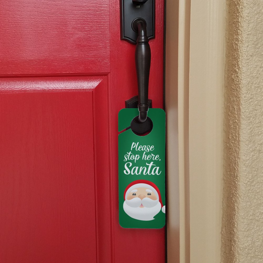 Décoration Porte Noël En Feutrine "Santa Stop Here" - Neuf, Rouge, Idéal Pour Fêtes