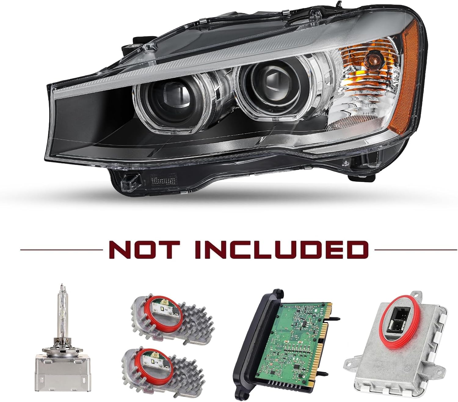JSBOYAT HID/Xenon w/o AFS Headlights Assembly Fit for 2015 2016 2017 2018 BMW X3/X4 w/LED DRL, Factory Projector Style Passenger and Driver Side Direct Replacement Headlamps