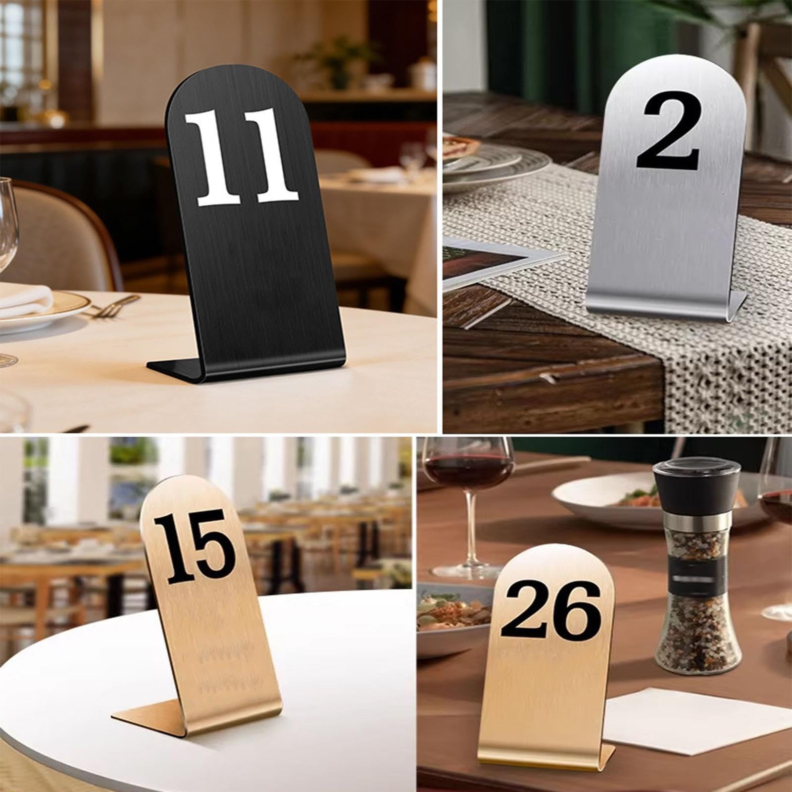 Cartelli Da Tavolo Numerati Per Matrimonio In Acciaio Inossidabile, Larghezza 6 Cm, Numeri Da Tavolo Riutilizzabili/segnalini Numeri(Black-1-50,L 13 CM)