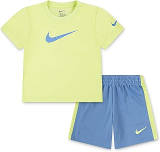 Nike Boys' Dri-FIT Swoosh Logo T-Shirt and Mesh Shorts 2-Piece Outfit Set