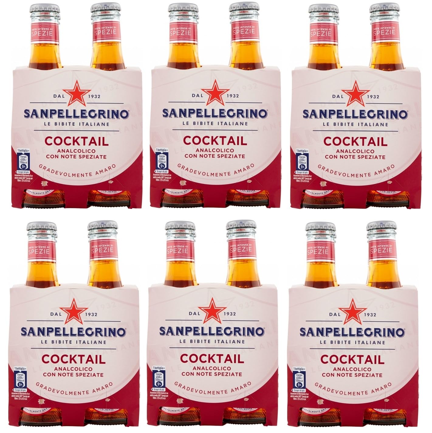 48er-Pack Testpaket San Pellegrino Cocktail Alkoholfreies Getränk + Ginger Beer Alkoholfreies Getränk mit Noten von Ingwer 20cl Einweg-Glasflasche