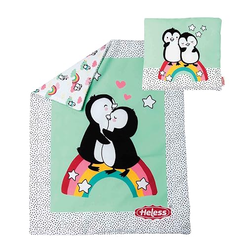 Heless 1000 - Juego de Cama Reversible para muñecas con cojín en diseño de Lunares de pingüino para Dulces…