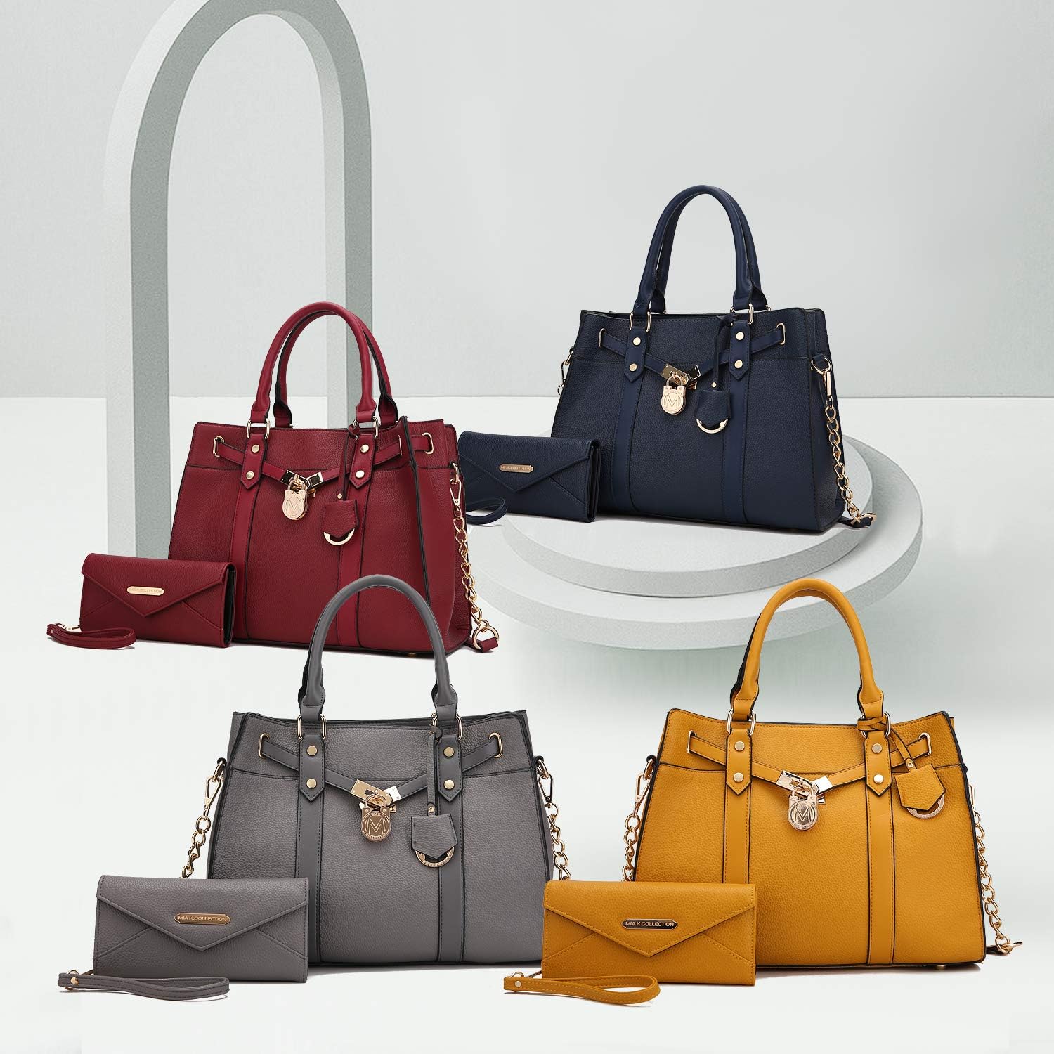 MKF Collection Crossbody Tote Bag for Women & Wristlet Wallet Purse Set – PU Leather Top-Handle Satchel Shoulder Handbag - Image 7