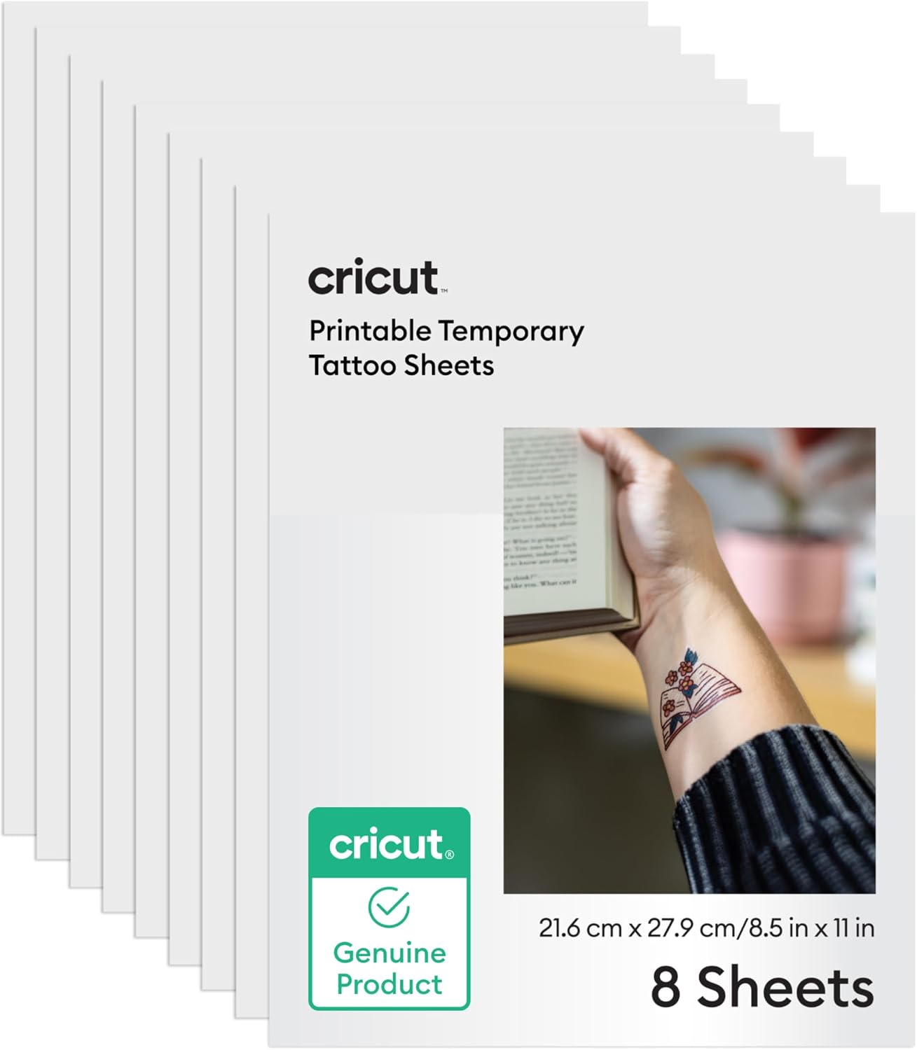 Cricut® Temporary Tattoo Paper for Inkjet Printers (8 Sheets, 8.5x11) | Printable Tattoo Transfer Paper - Works with Joy Xtra, Explore, & Maker Machines - Amazon product rated Grade A