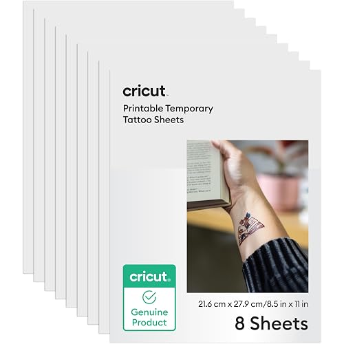 Cricut® Temporary Tattoo Paper for Inkjet Printers (8 Sheets, 8.5x11) | Printable Tattoo Transfer Paper - Works with Joy Xtra, Explore, & Maker Machines