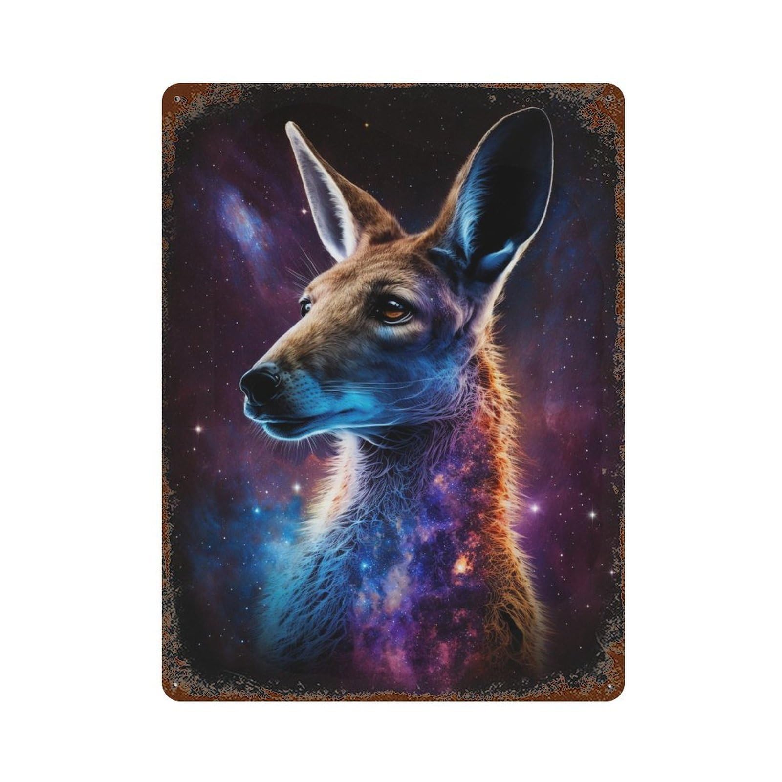 Retro Metal Sign with Cosmic Kangaroo Portrait-9 Design 15.7"x11.8", for Shed, Workshop And Garage Wall Decor, Old School Wall Decor