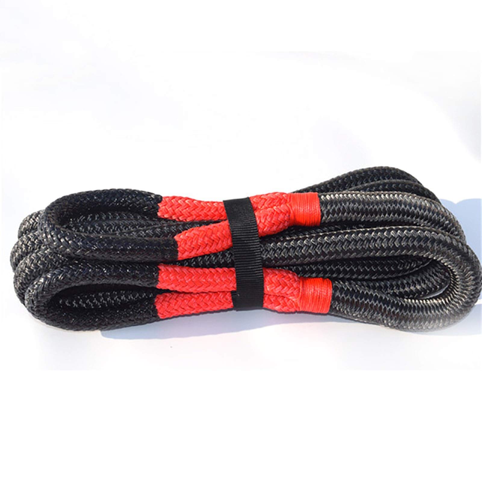 Syntetyczna lina wyciągarki, 3/4 "* 20ft Lina Kinetyczna, Lina Energetyczna 19mm * 6m, Liny do odzyskiwania z góry, liny holownicze do pojazdów terenowych 4WD ATV UTV(Black 19mm 6m)