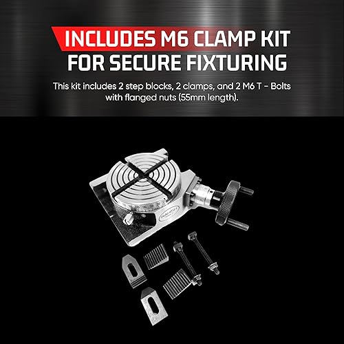 Miniatura 60 de Mesa giratoria para fresadoras 4 pulgadas (3.937 in) 4 ranuras horizontales y verticales con 4 mandíbulas de 2.756 in con mandíbula independiente