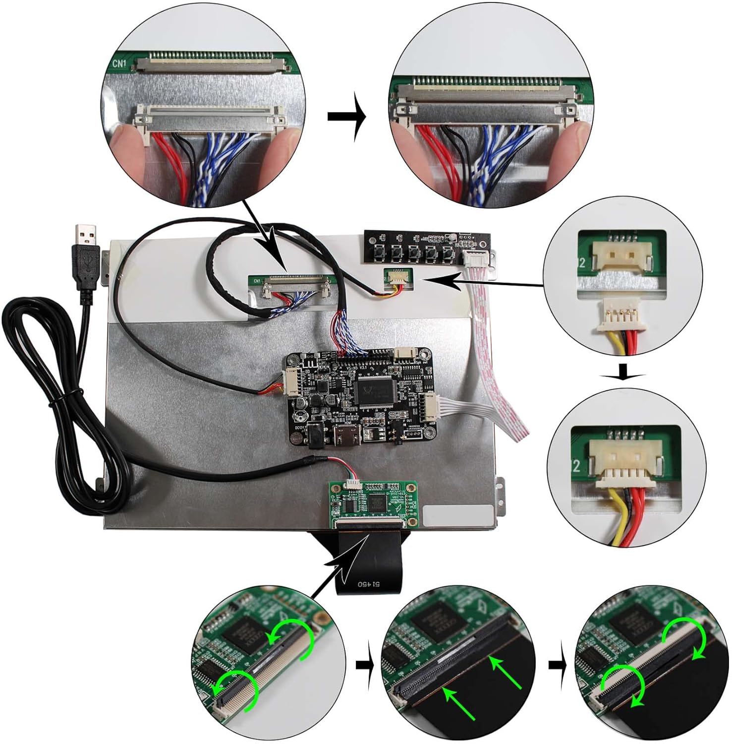 10.4 inch 1024x768 IPS Capacitive Touch Panel LCD Screen and LVDs Controller Board,for DIY Flight Simulator Video Retro Gaming Monitor