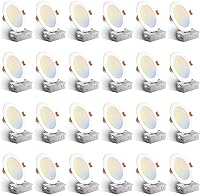 Amico 24-Pack 6 Inch 5CCT Dimmable Canless LED Recessed Lights, 1050LM Ultra-Thin Wafer Downlights w/ Junction Box, ETL/FCC Certified
