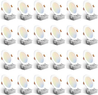 Amico 24 Pack 6 Inch 5CCT Ultra-Thin LED Recessed Ceiling Light with Junction Box, 1050LM Brightness, Dimmable Canless Wafer Downlight, 12W, ETL&FCC