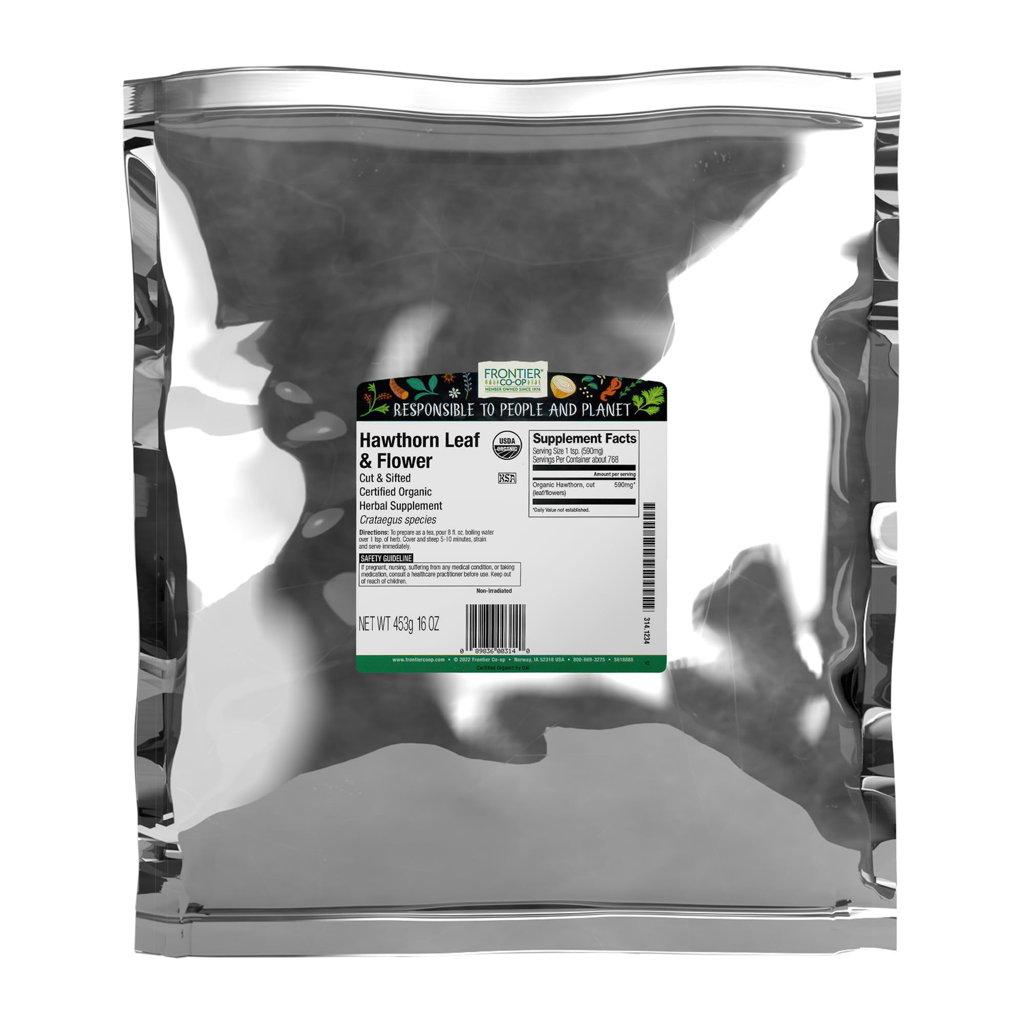 Frontier Co-op Organic Cut & Sifted Hawthorn Herb 1lb