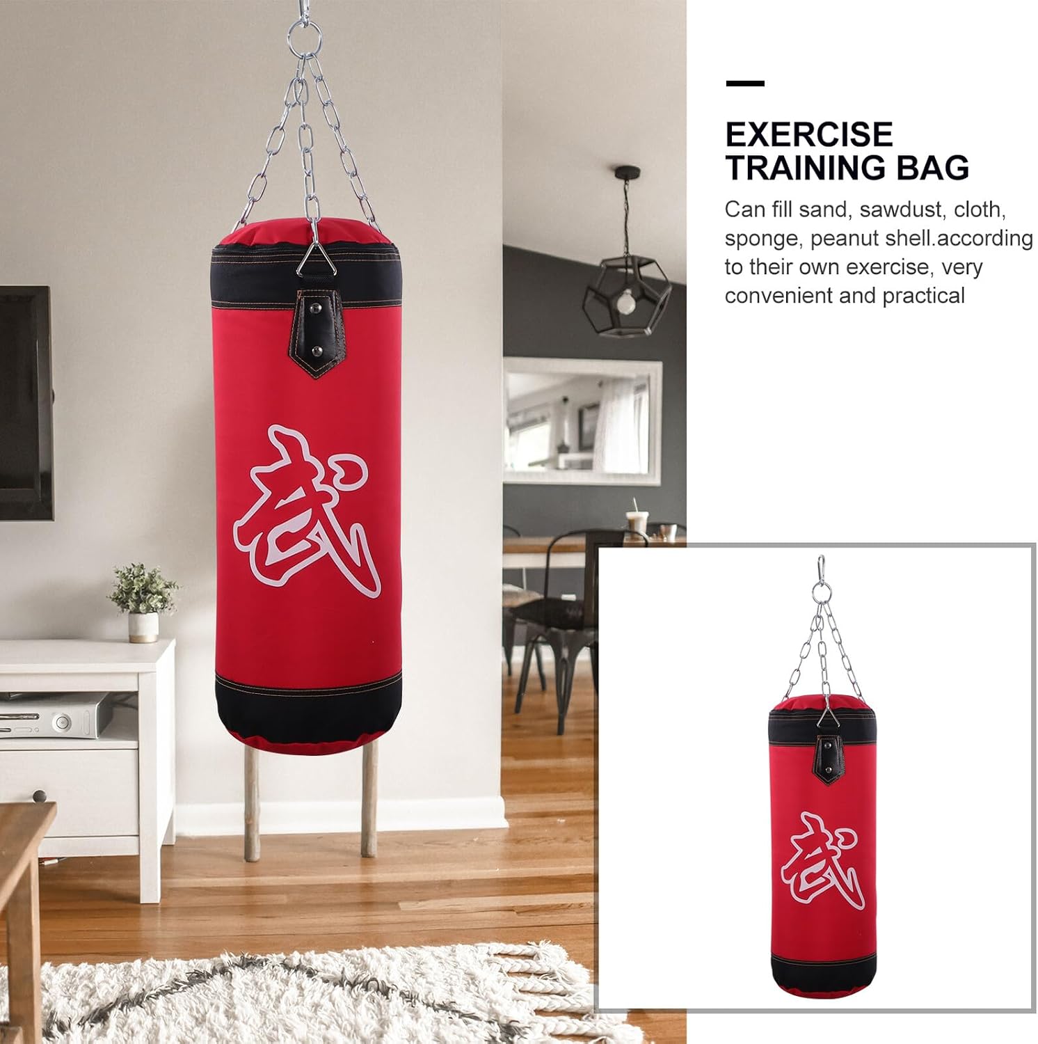Thickened Inflatable Kicking Sandbag with Triangular Steel Buckle for Boxing Karate Fitness Training Fillable Exercise Sandbag for Full Body Workout