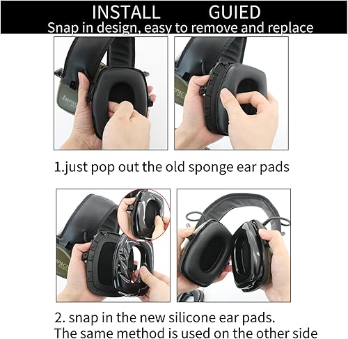 Miniatura 4 de Almohadillas de gel compatibles con Howard Leight de Honeywell, Impact Sport, Pro, Sync, serie de orejeras de protección auditiva, repuesto de