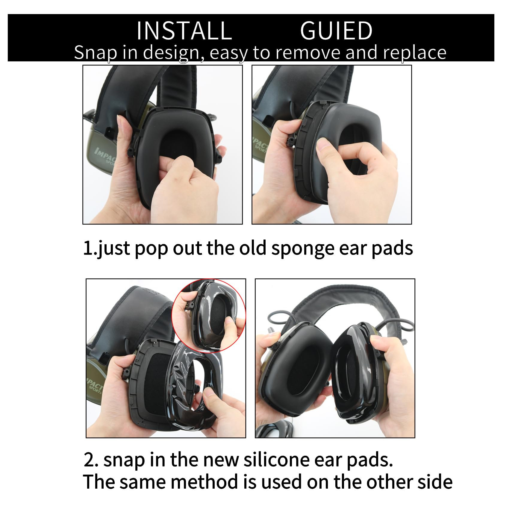 Żelowe nauszniki kompatybilne z Howard Leight firmy Honeywell Earmuff, Impact Sport, Pro, Sync, seria nauszników ochronnych słuchu, wymienne żelowe nauszniki