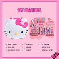 Vista 2 de Hello Kitty Face Light-Up Makeup Vanity Set for Girls, Includes Nail, Eye and Lip Accessories, Perfect Birthday and Holiday Gift, AA Batteries Not
