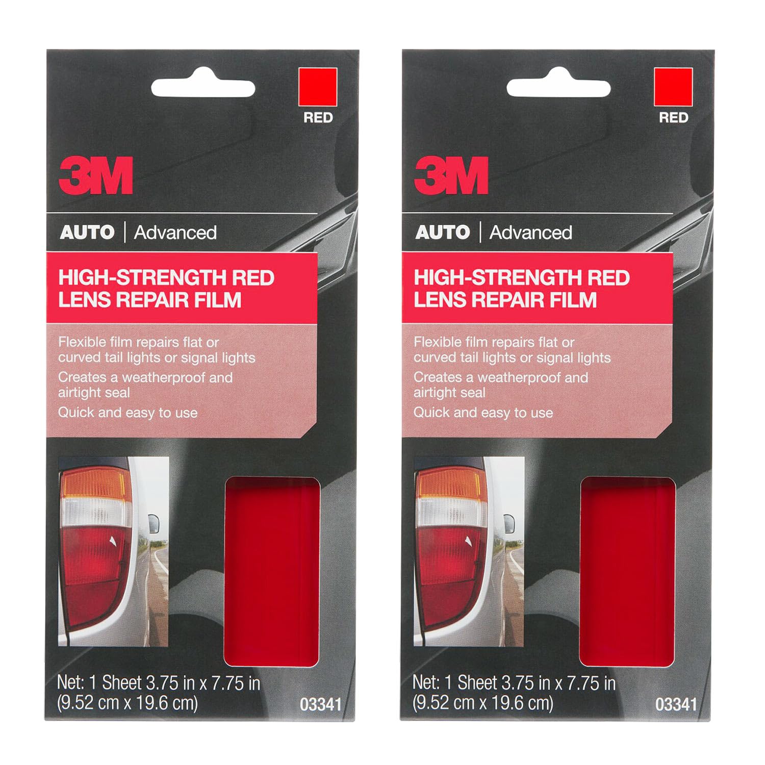 3M Auto High Strength Red Lens Repair Film, 03341, 3.75 in x 7.75 in, 2-Pack