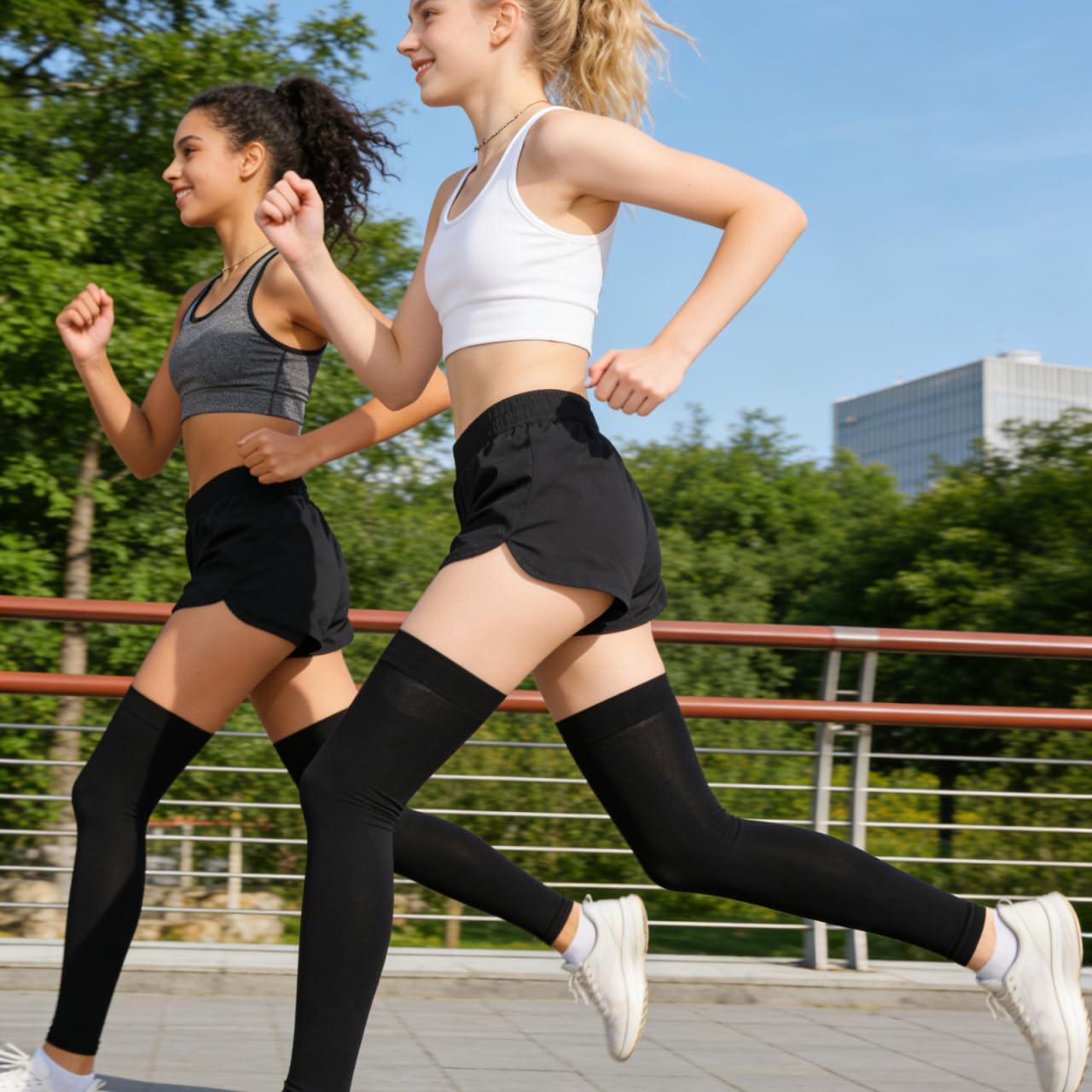 Healvian Lot de 2 protège-jambes noirs pour femme - Manchons en soie glacée contre le soleil et le refroidissement