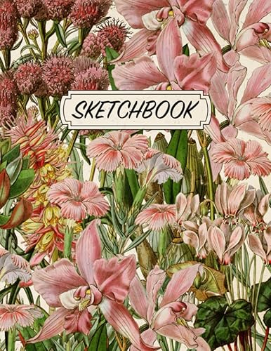 Floral Sketchbook Large Blank Paper Drawing Notebook for Art, Doodling, and Designing Pastel Flower Design Sketching Journal for Adults and Kids