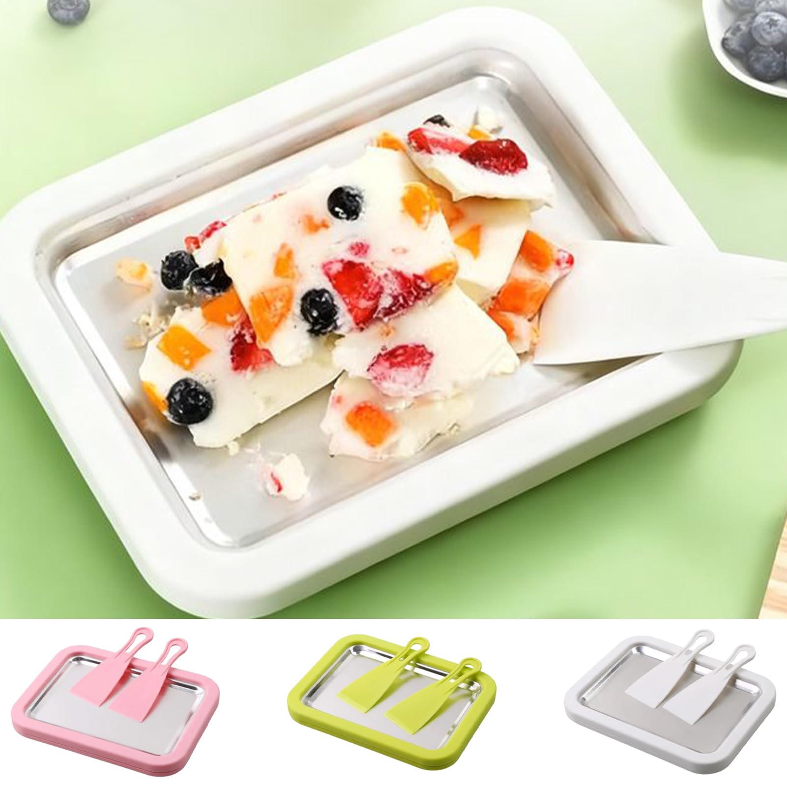 Tavola da arrotolata istantanea, in acciaio, 44 x 32 cm, set completo con 2 spatole, rotolo Lagce Thai, sorbetto di frutta per la casa, per feste, picnic in famiglia, campeggio