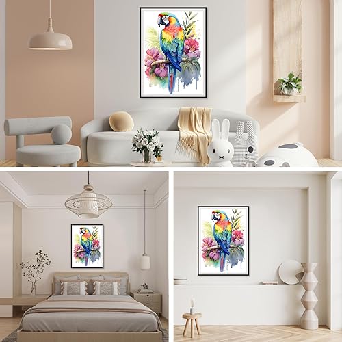 Miniatura 3 de SENQAO Kits de pintura de diamantes para adultos principiantes, taladro redondo completo, gema pájaros, flores, kit de arte de diamante, pintura de