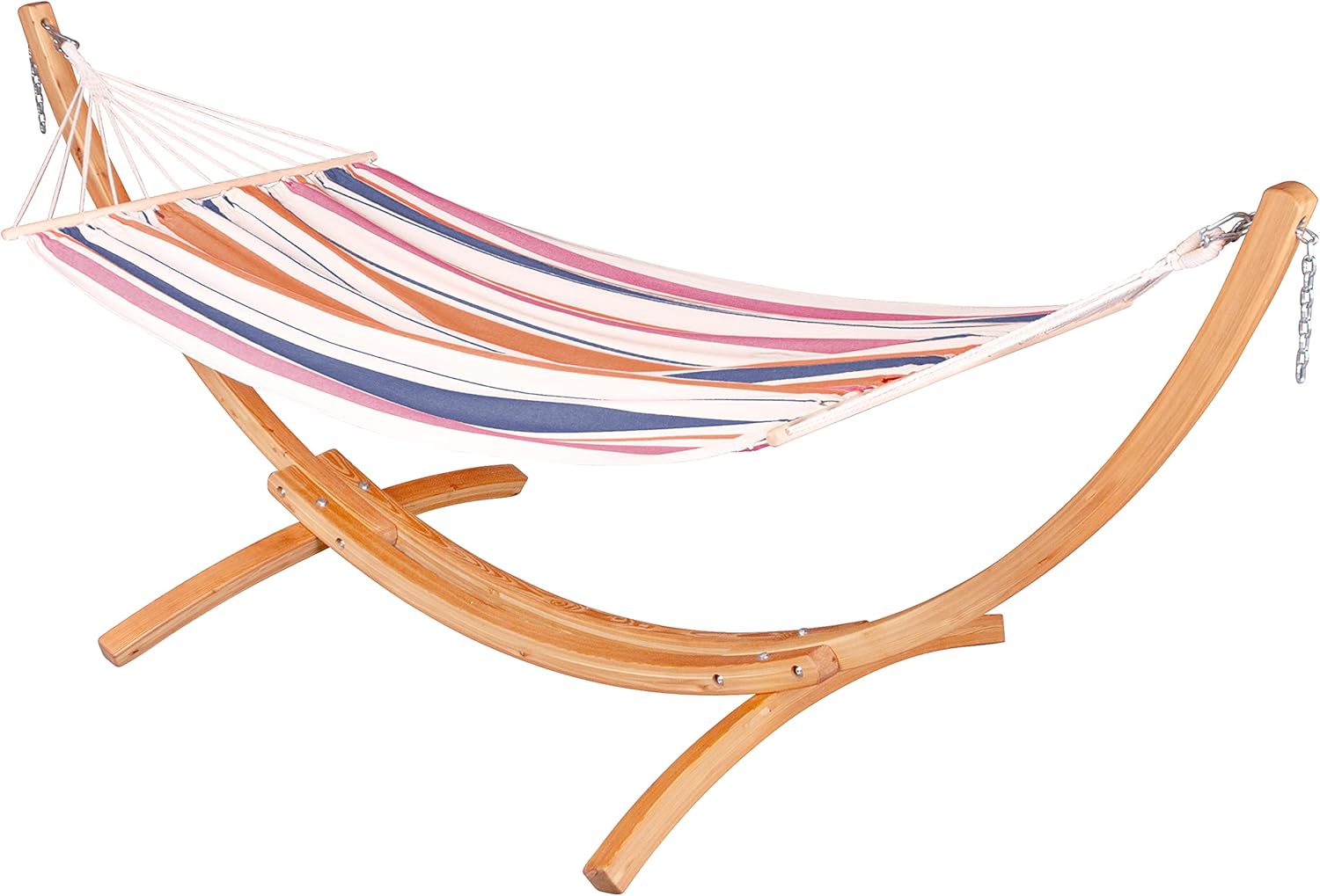 Sunrise - Outdoor Spreader Bar Hammock with Stand Set, Weatherproof Hammock and Certified Sustainable Wood Arc Stand