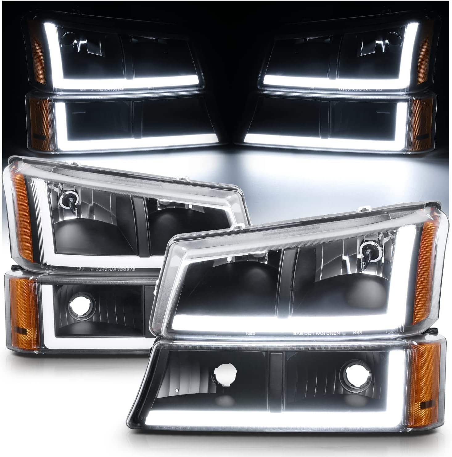 MAUTO Headlight Assembly LED Strip DRL w/PREASSEMBLED