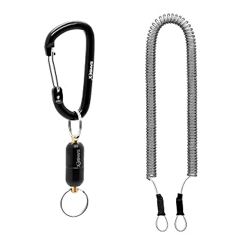 SAMSFX Fishing Magnetic Net Release Holder, Stainless Steel Shell, Screw Fixed Magnet, 360 Rotating Shaft Black