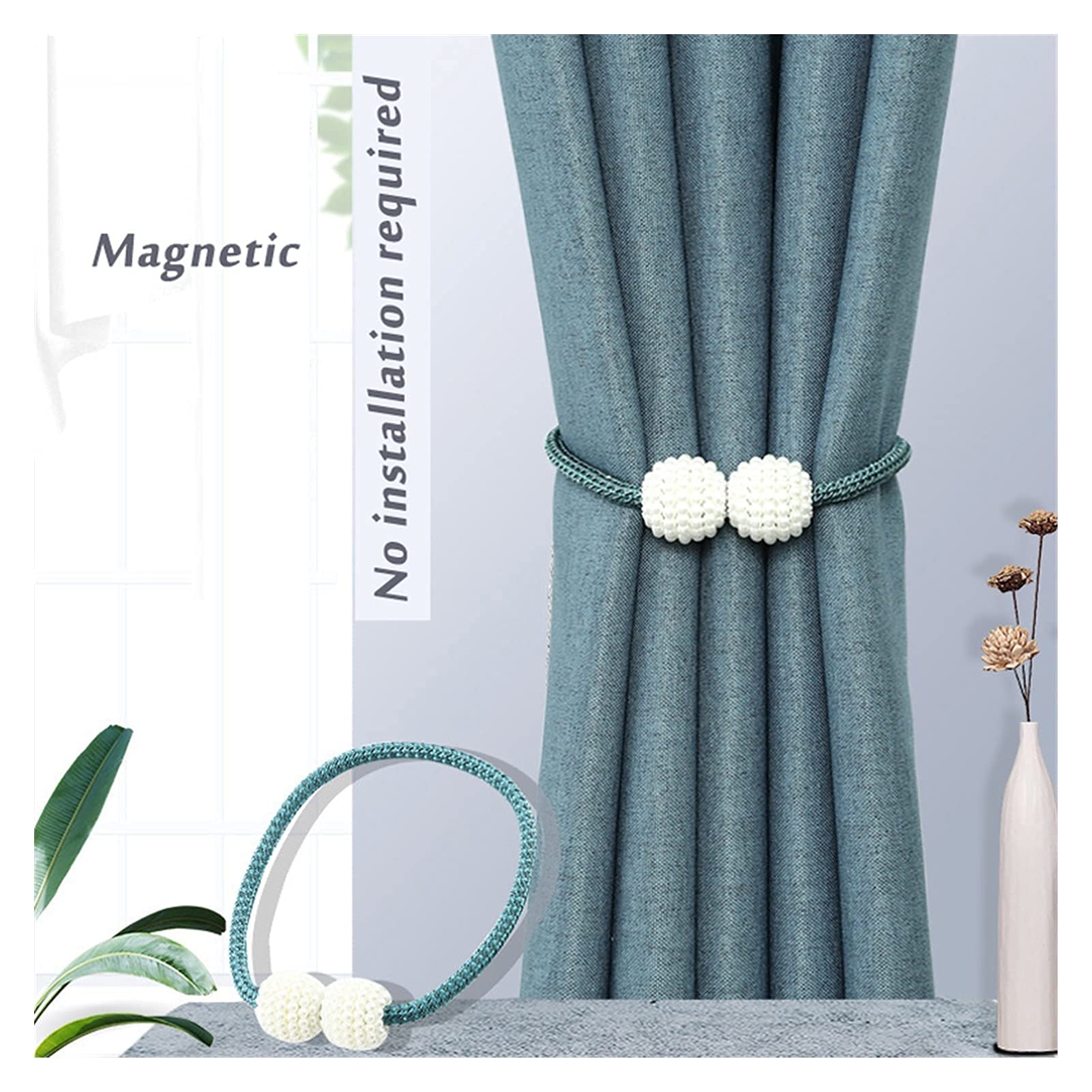 Rideau 2 Pcs Magnétique Rideau Clip Rideau Embrasse Boucle Clips Suspendu Boule Boucle Cravate Arrière Rideau Accessoires Décor À La Maison