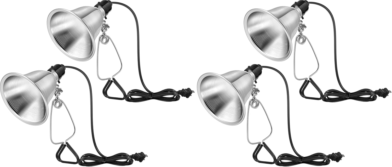 VIVOSUN 4-Pack Clamp Lamp Light with Detachable 5.5 Inch Aluminum Reflector up to 60W E26 Socket (No Bulb Included), 6 Feet Cord, UL Listed