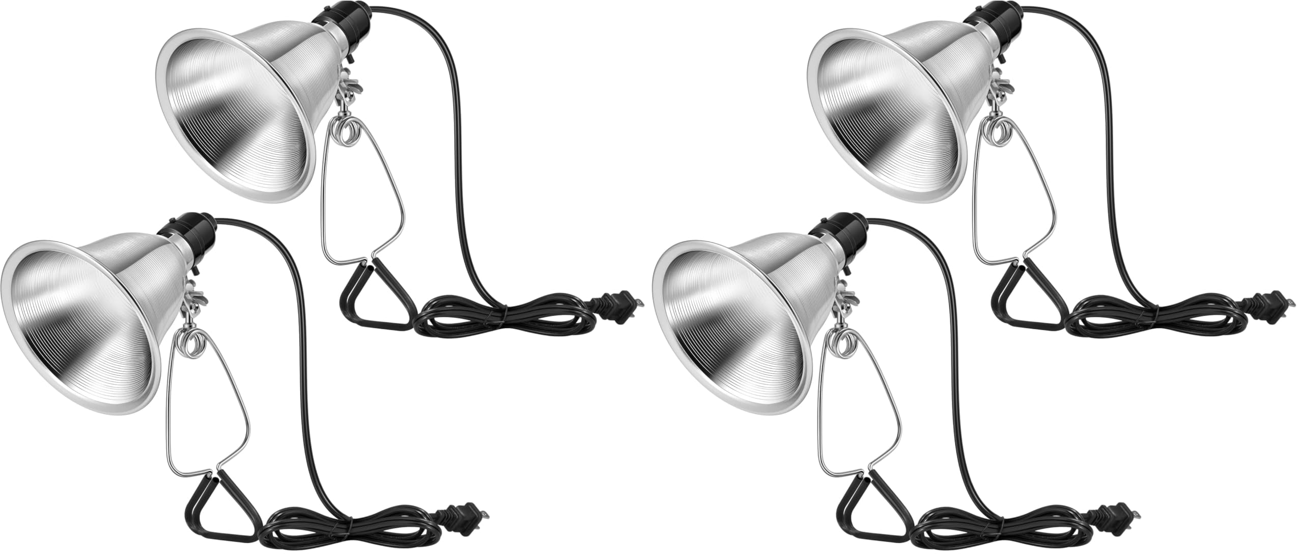 VIVOSUN 4-Pack Clamp Lamp Light with Detachable 5.5 Inch Aluminum Reflector up to 60W E26 Socket (No Bulb Included), 6 Feet Cord, UL Listed