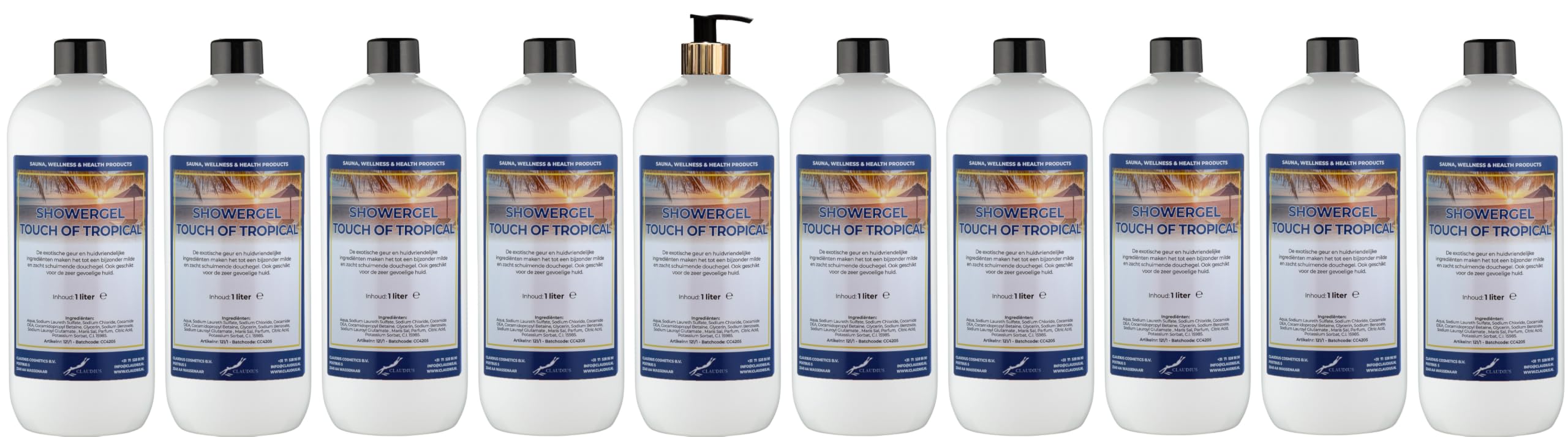 Duschgel Touch of Tropical 10 x 1 Liter mit goldener Pumpe