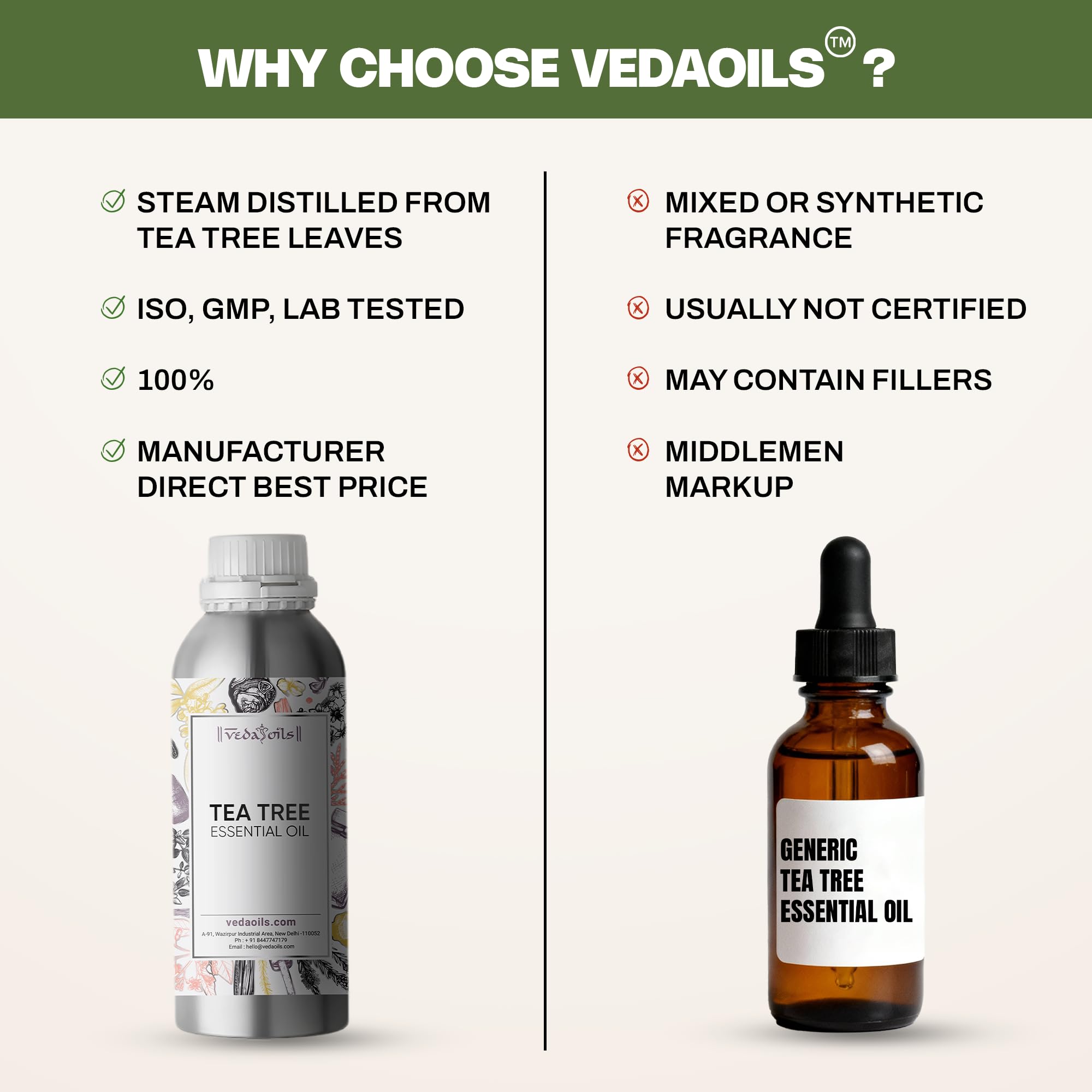 VedaOils Tea Tree Essential Oil 100ml | 100% Pure & Natural, Undiluted Therapeutic Grade Tea Tree Oil for Skin, Hair, Face, Acne, and Dandruff Care - Image 5 thumbnail