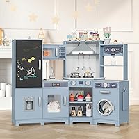 Vista 1 de MAMIZO Cocina de Esquina de Madera de Juego, Gran Set de Juego de Cocina Interactivo Definitivo para Niños Pequeños de Simulación con Pizarra