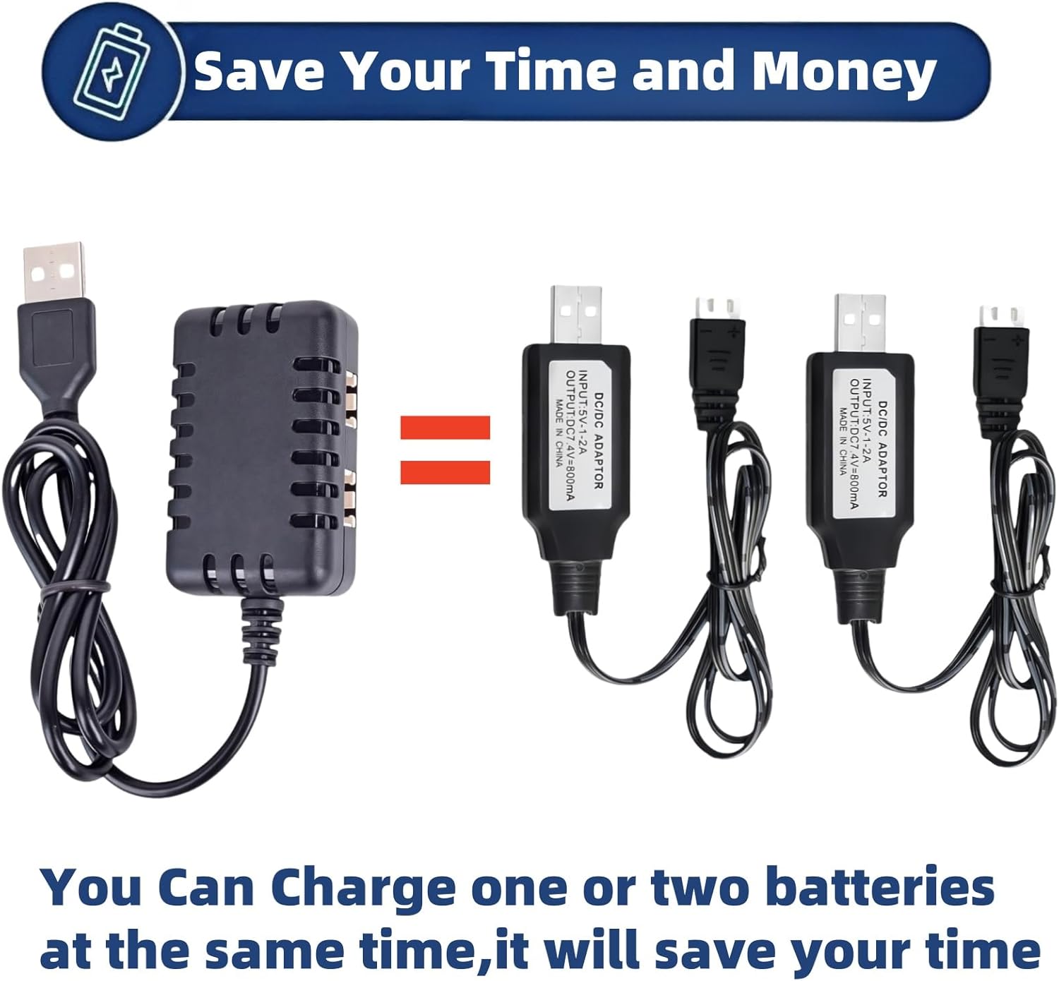 7.4V Li-Po Li-on Battery Charger XH-3P Connector Plug USB Balance Charger for RC Car Boat Rock Crawler FPV Drone Quadcopter SCX24 SCX10 RC Toy