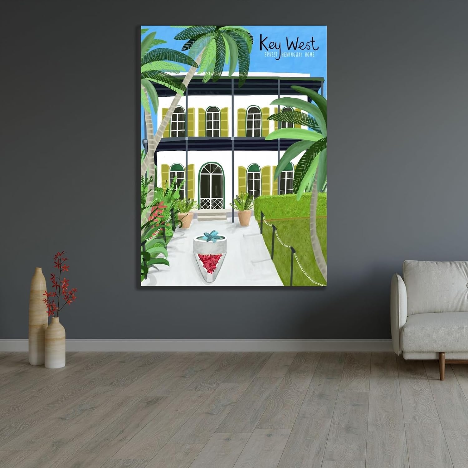ArtDirect Key West Hemingway Unframed Art Print Giclee Poster by Day, Carla - Ready for Framing with Customization Sizes 7x10, 10x14, 14x20, 24x34, 34x48, and 43x60 Inches