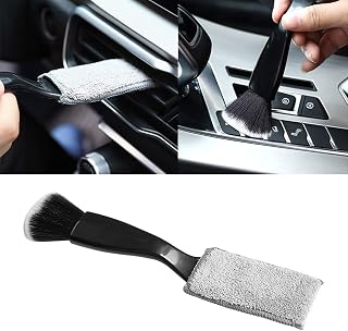 1 Pack Double Head Brush for Car Clean,2 in 1 Car Duster for Detailing Interior,Auto Interior Soft Detailing Brushes,Clean Brush Car Duster for Car Air Vents (Black)