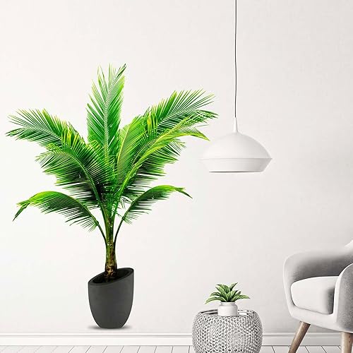 Pegatinas de pared de plantas en maceta de palma de coco, plantas tropicales, hojas de árboles, calcomanías de pared, dormitorio, sala de estar,