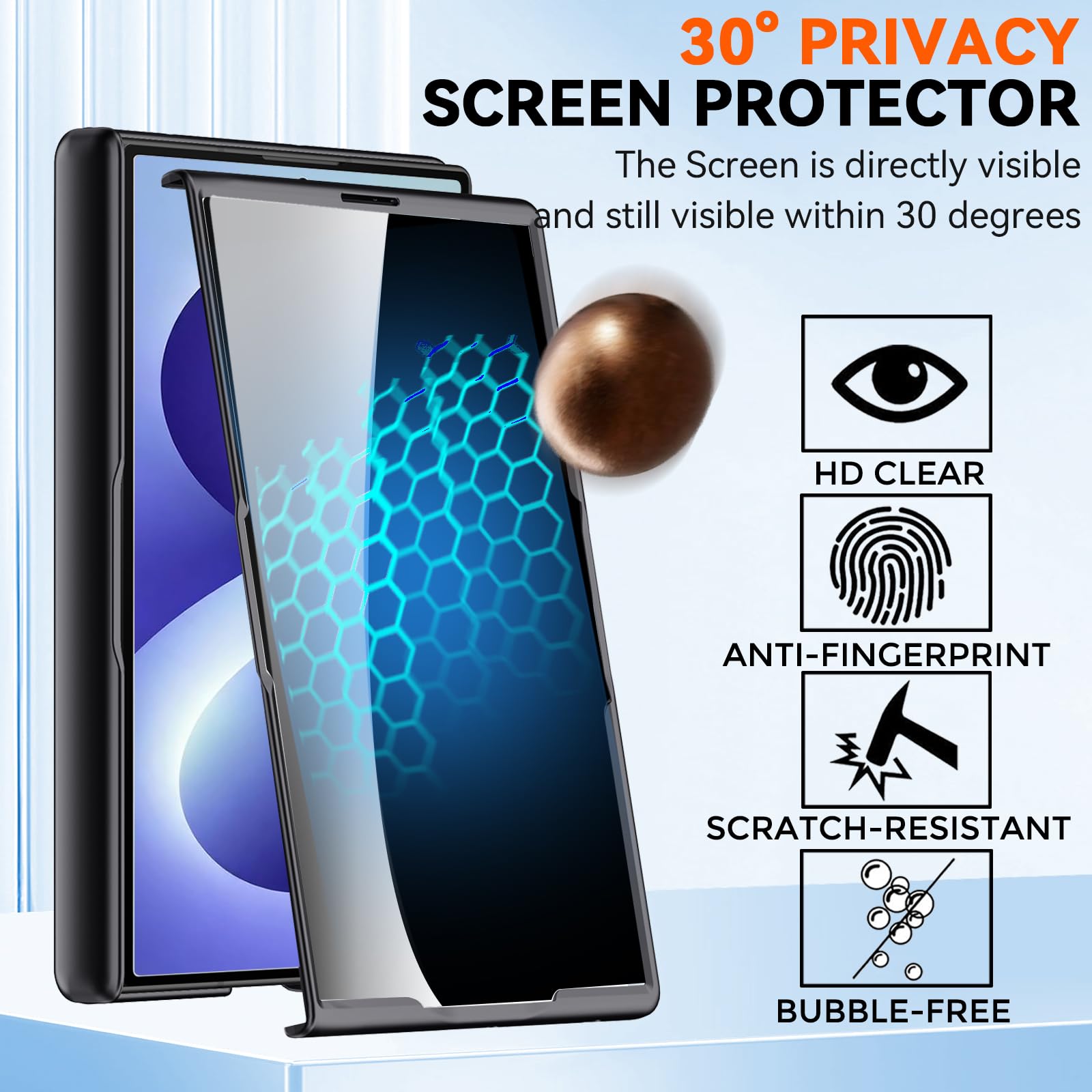 Custodia per Samsung Galaxy Z Fold 8 (larga) con supporto ad anello magnetico, [compatibile Magsafe] Protezione dello schermo integrata per la privacy, copertura completa con cerniera custodia