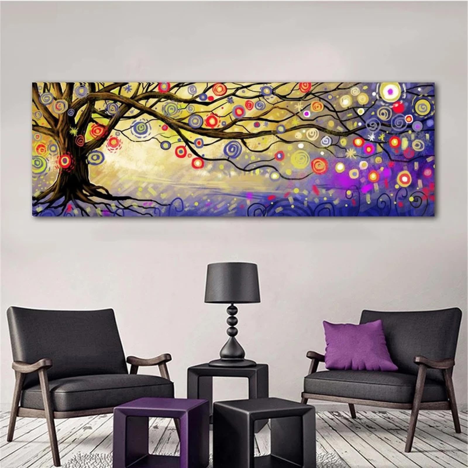 Affiches d'arbre colorées pour habiller un grand mur vide blanc - 8