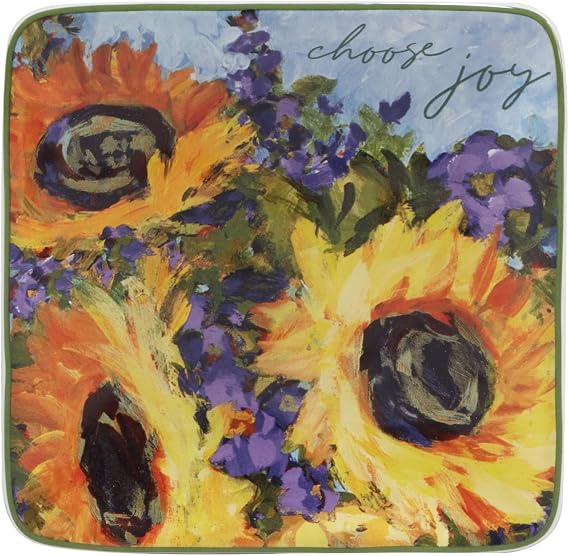 Certified International Sunflower Bouquet 6 Canape/Luncheon/Appetiser Plates, Assorted Designs, Small, Multicolor, Set of 4