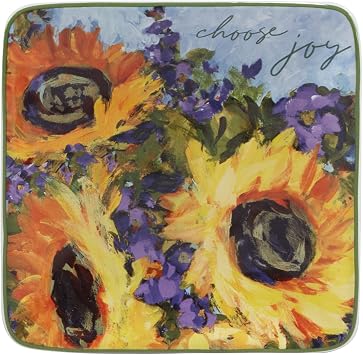 Certified International Sunflower Bouquet 6 Canape/Luncheon/Appetiser Plates, Assorted Designs, Small, Multicolor, Set of 4