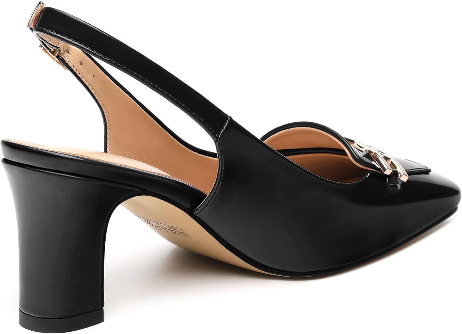 Women's Pumps Slingback Chunky Block Heels Square Closed Toe Strappy Patent Pumps Comfortable Casual Party Dress Shoes 2.5 Inch - Image 6