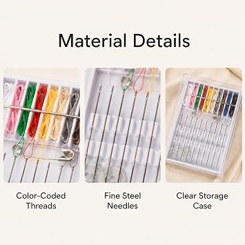 20PCS (2 Boxes) Pre-Threaded Sewing Needles Kit - Assorted Colors with Thread Ready, Handy White Storage Box for Quick Mending & Crafts