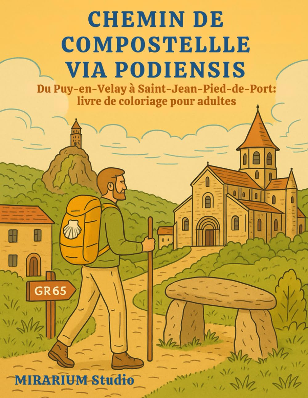 CHEMIN DE COMPOSTELLLE VIA PODIENSIS Du Puy-en-Velay à Saint-Jean-Pied-de-Port: Livre de coloriage pour adultes inspiré du chemin de Compostelle 80 ... villages, patrimoine, scènes de pèlerins
