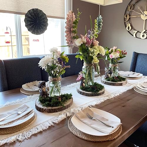 Miniatura 4 de 4 piezas de rebanadas de madera natural de 8 a 9 pulgadas, círculos de madera de Paulownia sin terminar con cortezas para posavasos, manualidades,