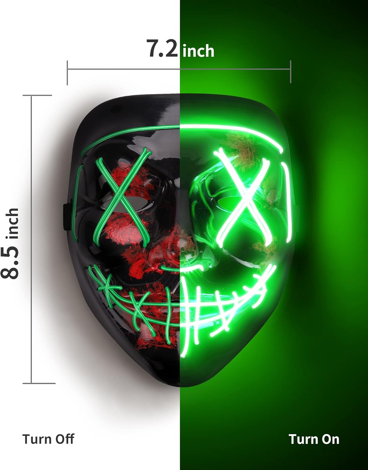 Scary Halloween Mask, LED Light up Purge Mask Cosplay