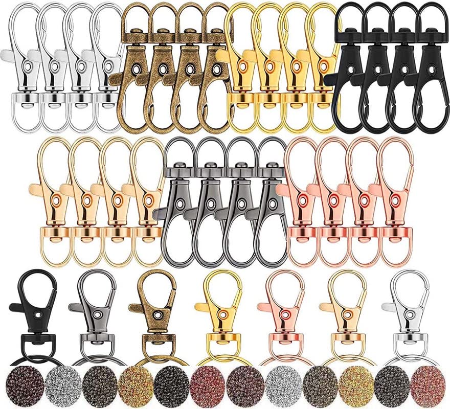 Image of DIY Crafts 5 Pcs Swivel Clasps, Silver Natural, Metal Larger Lobster Clasps Extension Chain Hooks, D Rings, Slide Buckle for Keychain Key Rings Clip Connector B (5 Pcs Swivel Clasps, Silver Natural)