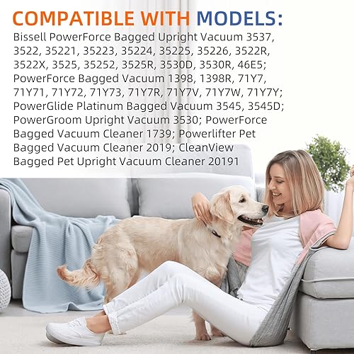 Miniatura 5 de Paquete de 9 bolsas de vacío estilo 7 compatibles con aspiradoras verticales Bissell. Parte 32120, 1739, 71Y7, 3545, 3550, 3554