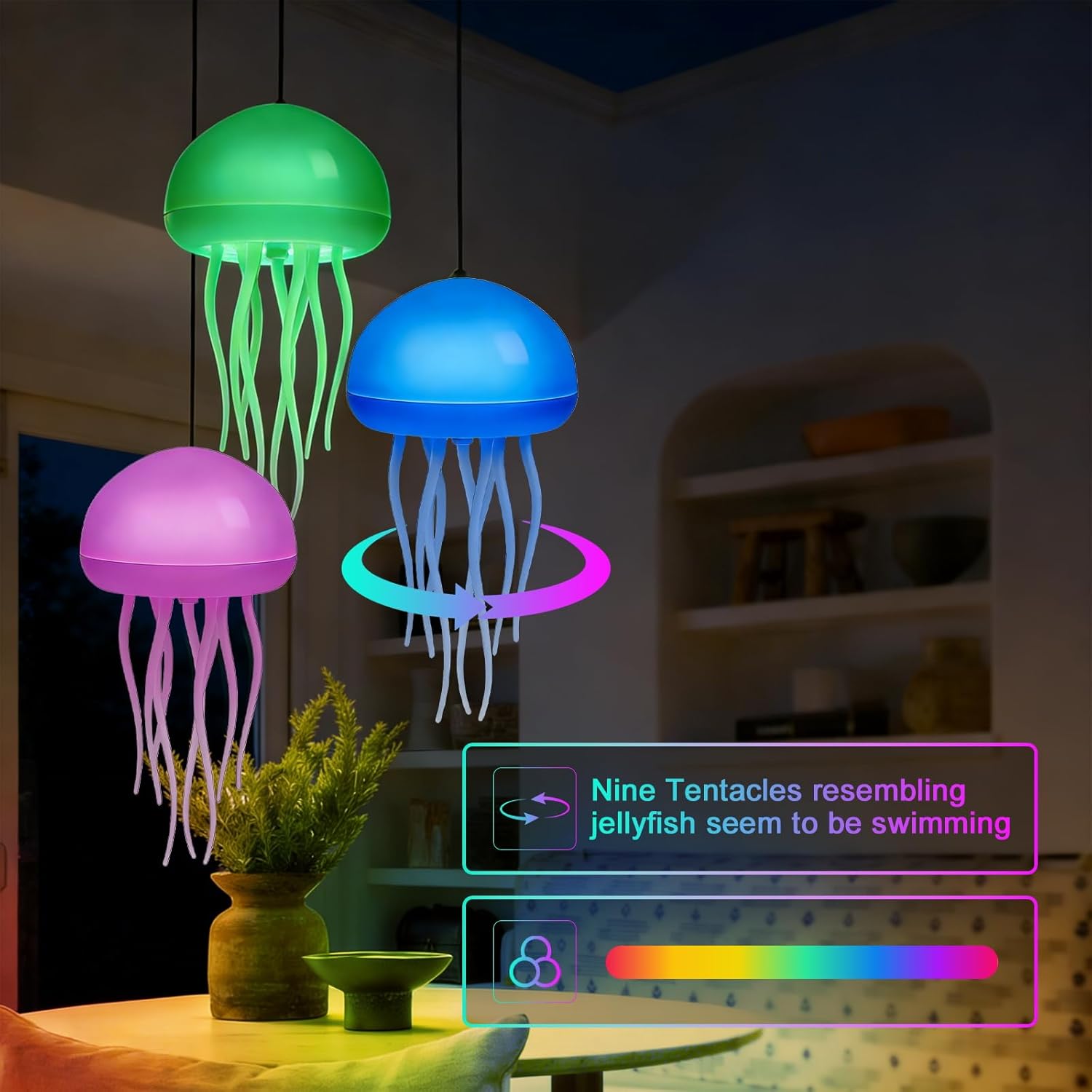 Jellyfish Lamp Intelligent Voice Controlled Jellyfish Light Dynamic Touch Foot RGB Colorful Gradient Bedroom BedHead Atmosphere Light